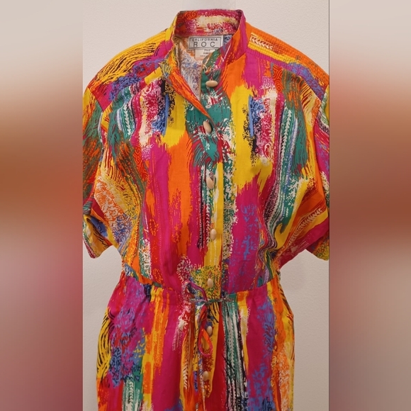 Vtg California ROC Abstract Colorful Jumpsuit - Picture 4 of 9
